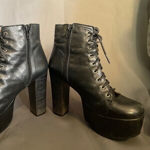 Black Leather Platform Boots